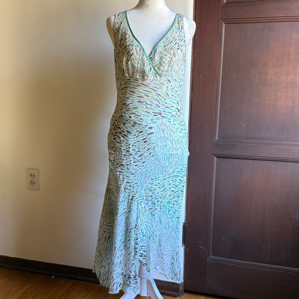 Y2K Vintage TO THE MAX | Teal Silk Bias Cut Midi Cocktail Dress | Size 10